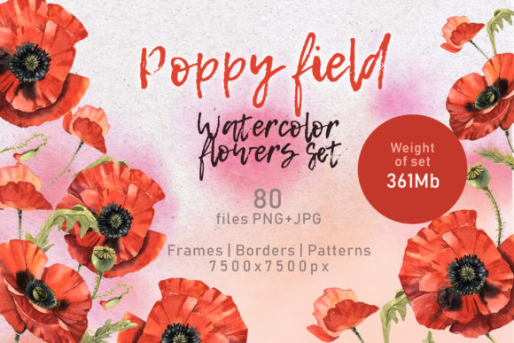 Download Poppy Field Watercolor Set - Premium Bundle