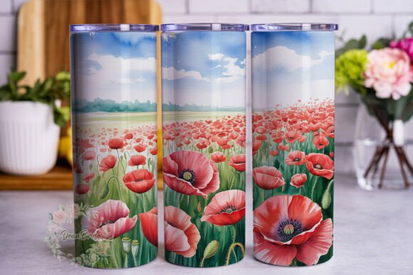 Download Vibrant Red Poppies Watercolor 20oz Tumb - Premium Resources